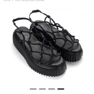 AGL MESSY BLACK PLATFORM SANDAL SIZE US10